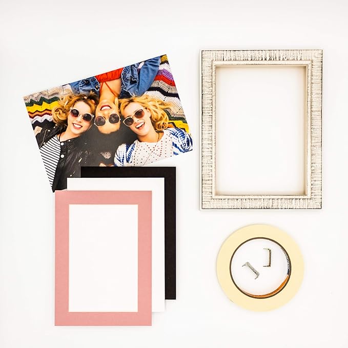 Pack of Ten Acid Free 8.5x11 Mats Bevel Cut for 7x9 Photos - Pink Precut Matboards With Backing Boards and Self Seal Photo Mat Bags For Pictures, Photos, Framing - 4-ply Thickness