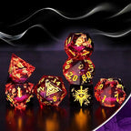 The Eye of Mystery Liquid Core DND Dice Set – Unique Resin Dice Set for Dungeons & Dragons – Red Flame Eye Dice Set for D&D Gifts