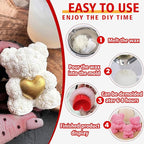 2PCS Rose Bear Silicone Mold,3D Teddy Bear Candle Making Molds,Silicone Epoxy Resin Mould,Ornament for DIY Wax Candle Art Craft Cake Chocolate Home Decor Valentine Gifts Birthday Gift（MINI）
