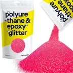Hemway Polyurethane & Epoxy Resin Glitter 100g / 3.5oz Metallic Crystal Flake Additive for Flooring Jewelry Tumblers Glass Pigment - Microfine (1/256" 0.004" 0.1mm) - Fluorescent Pink