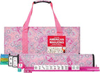 American Mahjong Game Set, 166 White Tiles, 4 All-in-One Color Rack/Pushers, Complete Mahjong Set with Pink Printed Carrying Bag