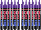 Purple Paint Pens Paint Markers - 12 Pack Permanent Quick Dry Waterproof Marker Pens for Rocks Wood Fabric Plastic Canvas Glass Mugs Metal Tire Stone