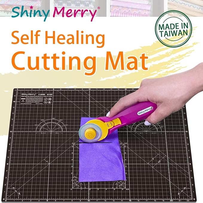A2 Cutting Mat around 18" x 24", Self Healing Double Sided 5-Ply Mat for Crafts, Fabric, Sewing, Quilting, Workbench, Scrapbooking, Projects - Black/Gray