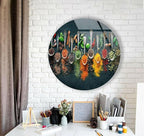 My Photostation.com 10''(25cm) Diameter Colorful Herbs Round Glass Wall Art Tempered Glass Printing Wall Decor Large Wall Art Wall Hangings