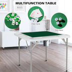 PEXMOR 35" Foldable Mahjong Table, 4 Player Card Game Table w/Cup Holders & Chip Grooves, Portable Folding Poker Domino Board Game Table for Blackjack, Texas Hold'em, Jigsaw Puzzles Game