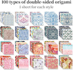 Origami Paper Kit Dobule Sided 100 Sheets 100 Colors 6 Inch Japanese Chiyo Square Easy Fold Arts Crafts DIY Handwork Origami Papers Beginner Sakuras Baroque