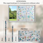 Donox Decorative Window Privacy Film, 3D Floral Stained Glass Window Film Static Cling Rainbow Privacy Sticker for Glass Door Heat Control Anti UV, No Adhesive (Magnolia,35.4 x 157.4 inches)
