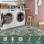 Lahome Boho Bohemian Area Rug - 2x3 Small Washable Bathroom Entryway Kitchen Rug,Floral Medallion Non Slip Pet Friendly Vintage Throw Carpet for Indoor Front Door Sink Living Room Bedroom,Teal