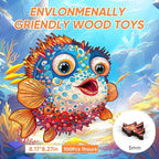 Wooden Puzzles for Kids,100 Pieces Ocean Puzzle,Unique Fish Shaped Wooden Puzzle, Preschool Puzzle Toys, Give Your Kids/Grandchildren, Suitable for Family Games