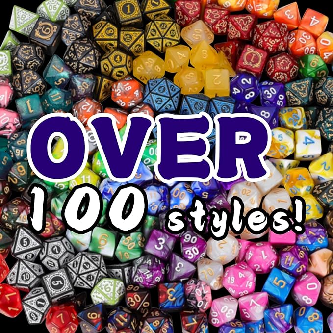 QMAY Polyhedral Dice - 48PCS Mystery Dice Set, Various Styles, Random D&D Dice Patterns & Dice Bag, 6 Mystery Bags, DND Gifts, Suitable for Dungeons and Dragons, RPG, MTG,Role Playing Table Game