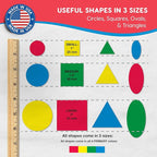 Basic Shapes 1: Circles, Triangles, Squares, Ovals, 676 Pieces US Made Card Stock Punch Out Geometric Shapes in 3 Sizes and 4 PRIMARY Colors for Math, Pattern Play and DIY Crafting