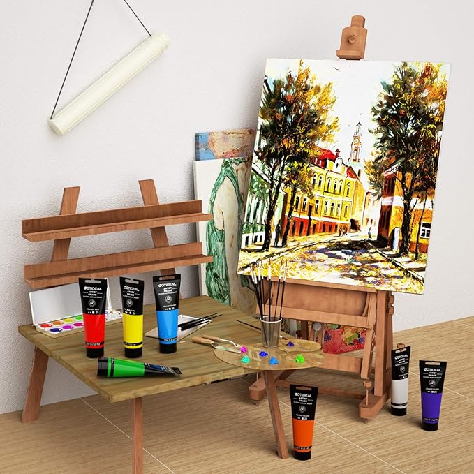 GOTIDEAL Acrylic Paint Mid Yellow Tubes(120ml, 4.1 oz) Non Toxic Non Fading,Rich Pigments for Painters, Adults & Kids, Ideal for Canvas Wood Clay Fabric Ceramic Craft Supplies (Mid Yellow)