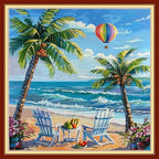 Joyhoor Cross Stitch Kits for Beginners Stamped Cross-Stitch Supplies Needlework preprint Embroidery Kits for Adults DIY Needlepoint Kits Embroidery Patterns 11CT-Rest by The Seaside 18x18 inchs