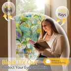 3D Stained Glass Window Film, Decorative Window Privacy Film for Bathroom,Front Door,Home, Sun Blocking Heat Control,Static Cling, Moonlight Tulip, 23.6inch x 35.4inch