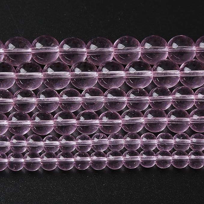 10mm 38pcs Smooth Rose Pink Glass Beads Quartz Crystal Round Loose Beads for Jewelry Making DIY Bracelet Necklace