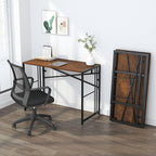 Folding Computer Desk 40 inch Writing Gaming Computer Camping Desk, No Assembly Required Home Office Table, Mahogany