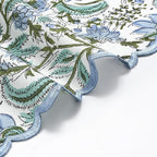 Ridhi Columbia BlueHand Block Print Napkins 18" x 18" Set of 4 Reusable Cotton Dinner Napkins for Weddings, Parties & Everyday Dining, Thanksgiving, Christmas, Fall