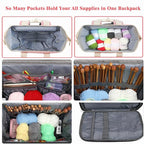 Knitting Bag Backpack,Yarn Storage Organizer Travel Crochet Bag with USB Charging Port,Large Capacity Yarn Storage Tote Bag Yarn Holder Case for Carrying Projects, Knitting Needles, Crochet Hooks Pink