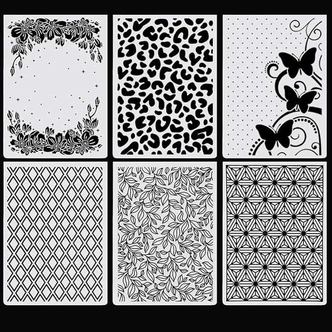 6Pcs Flower Leaf Embossing Folders DIY Craft Paper Card Embossing Template Stencil Paper Card Decorating Mold Plastic Embossing Machine Template for Card Making Scrapbooking Photo Album Decoration