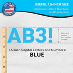 FreshCut Crafts 636 Pcs 1.5 in. Blue Bulletin Board Letters & Numbers, Capital Alphabet, Numbers, Punctuation, US Made Card Stock Punch Out Letters for Posters, Bulletin Boards, Classroom