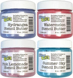 The Crafter's Workshop Stencil Butter - Blooms Acrylic Paint Set - Boutique Metallic Texture Paste for Art, Canvas, Journals, & Cards - 4 x 2oz Jars