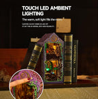 [2025 New] Mystic Theurge's Book Nook Kit with Dust Cover & LED Light, DIY Miniature House Kit Toy, 3D Wooden Puzzle Bookshelf Decor Building Kit, Birthday Gifts for Family & Friends