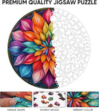 Wooden Puzzles for Adults, Mandala Wooden Jigsaw Puzzles 200 Pieces, Unique Design Adult Puzzles, Family Brain Game Gift,10.9x11.2 inch