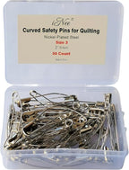 iNee Curved Safety Pins, Quilting Basting Pins, Nickel-Plated Steel, Size 3, 50 Count