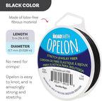 The Beadsmith Opelon Stretch Cord – Elastic Beading Fiber, Black, 0.7 mm Diameter, 5 Meters (16.4 ft) Spool