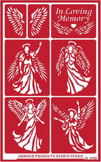 Over'N'Over Reusable Glass Etching Stencils – Durable Self-Stick Designs for Glass, Mirrors, and Ceramics with Armour Etch Cream – 5” x 8” Stencil Sheet - Angels