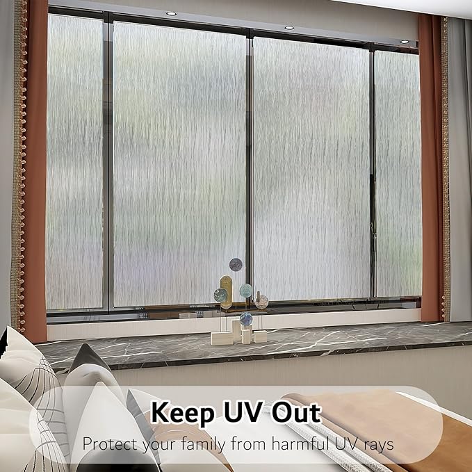 VELIMAX Frosted Window Privacy Film Non Adhesive Window Cling Removable Glass Covering Clear Water Opaque Window Film for Home Anti UV 23.6x78.7 inches