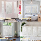 Window Privacy Film Decorative for Front Door, Bathroom Static Cling Stained Glass Sticker Opaque Heat Control UV Blocking Non-Adhesive for Home Windows,Horsetail