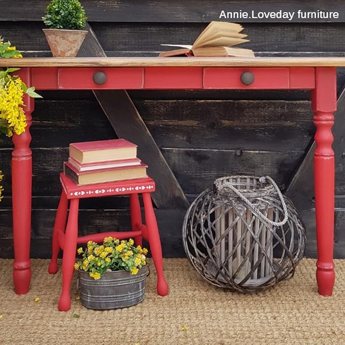 Dixie Belle Paint Company Chalk Finish Furniture Paint - Honky Tonk Red (16oz) - Matte True Red Chic Chalk Mineral DIY Furniture Paint