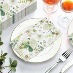 60 Pack 3 Styles Floral White Magnolia Blossom Guest Napkins Disposable Paper Spring Flowers Dinner Hand Napkin for Bathroom Wedding Holiday Anniversary Birthday Party Bridal Decorative Towels