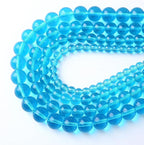 36pcs 10mm Topaz Blue Crystal Glass Beads Round Loose Spacer Beads for Jewelry Making DIY Bracelet Necklace Healing Power Stone Beads (Blue Crystal Glass, 10mm)