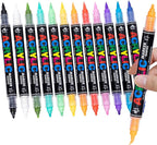 Guangna 120 Colors Acrylic Paint Markers, Dual Tip Paint Markers Pens Set with Soft Brush Tip, Multifunctional Fine Tip Markers for Wood,Canvas, Rock Painting,Glass,Diy Crafts Art Supplies, Waterproof