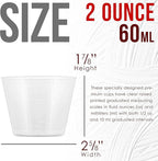 Pouring Masters 2 Oz (60 ml) Liquid Measuring Cups - Plastic Graduated Cup (100 Pack) with 25 Sticks - Reusable Mixing Cups for Paint, Craft, Kitchen, Lab, Medical Supplies, Epoxy Resin, Art