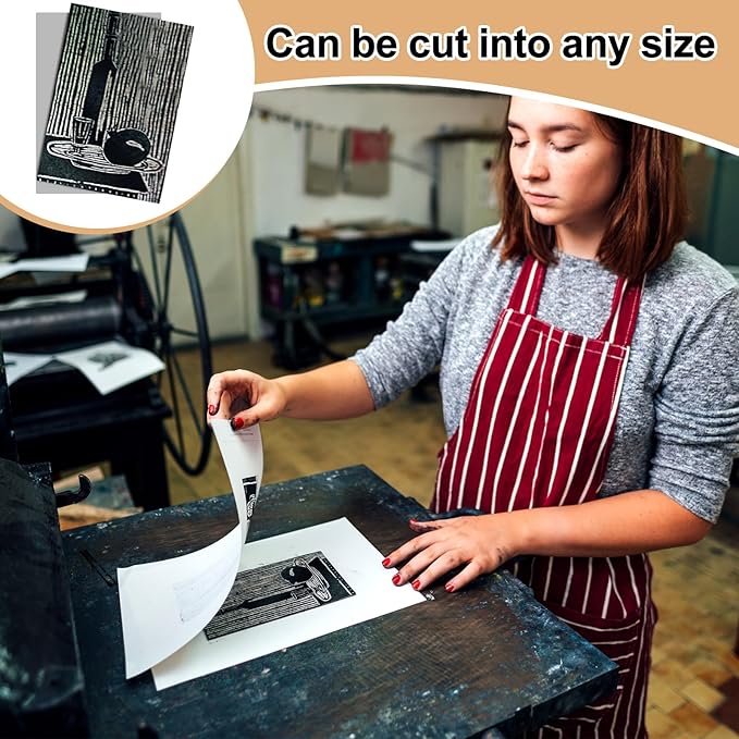 Yeaqee 4 Pcs 8 x 10 Inch Linoleum Block Rubber Carving Block Soft Linocut Blocks Large Linoleum Sheet Unmounted Lino Plates for Engraving Art Project Printmaking Artist Studio Supplies (Gray)