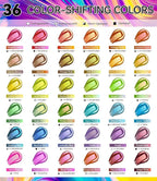 52 PCS Iridescent Acrylic Paint Set with 12 Brushes, 2 Knives & Palette, 36 Colors (2oz/60ml) Art Craft Paint for Adults Kids Artists Beginners, Halloween Pumpkin Canvas Ceramic Rock Painting Kit