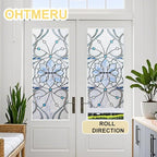 3D Stained Glass Window Privacy Film, Heat Control UV Blocking Static Cling Decorative Window Film for Bathroom,Front Door,Home Non Adhesive,16.9 x 78.7 inches Azure Bloom