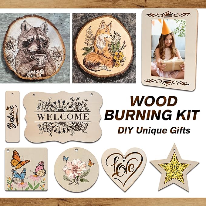 K KERNOWO Wood Burning Kit - 81Pcs All-in-One Wood Burning Tool Pen Adjustable Temperature Wood Burner Kit Crafts Gifts for Adults & Teens, Woodburning Kits for Beginner Pyrography
