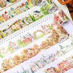 PET Tape Stickers for Scrapbooking,6 Rolls Vintage Town Tape Stickers for Scrapbook Supplies,DIY Craft,Journaling,Notebook,Phone Case(Town)