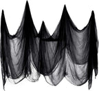 Boao Halloween Cheese Cloth 85 x 197 Inch Black Cheesecloth Roll for Crafts Large Cotton Muslin Gauze Fabric for Halloween Outdoor & Indoor Spooky Decoration
