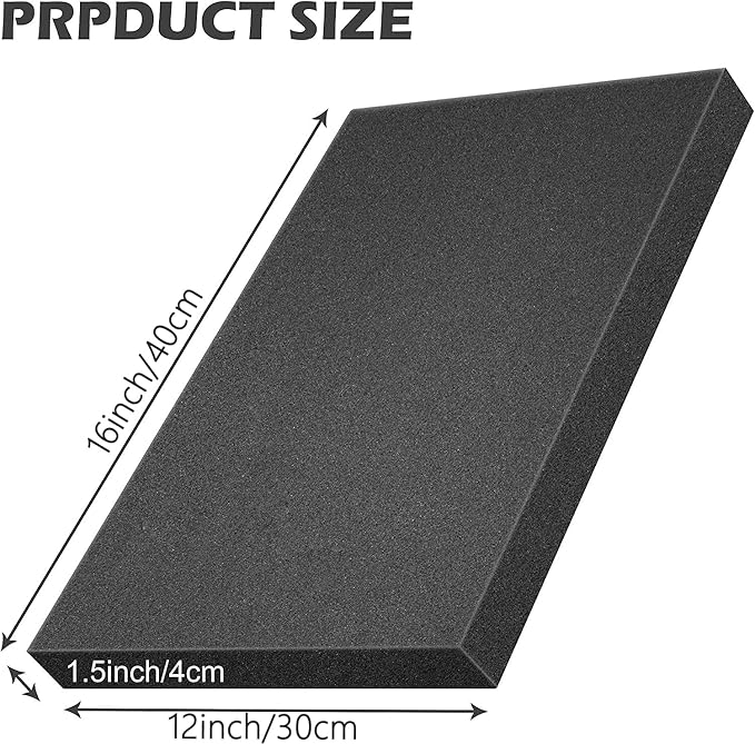6 Pcs Polyurethane Foam Sheet- 16 x 12 x 1.5 Inch Cuttable Foam Inserts for Cases- Packing Foam Pads for Toolbox Camera Storage and Crafts