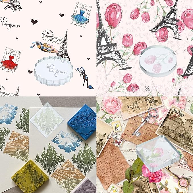 PATIKIL Acrylic Stamp Block, 1 Pack Clear Stamping Blocks with Grid Lines Decorative Mounting Blocks Set Rectangle for Scrapbooking DIY Crafts Card Making