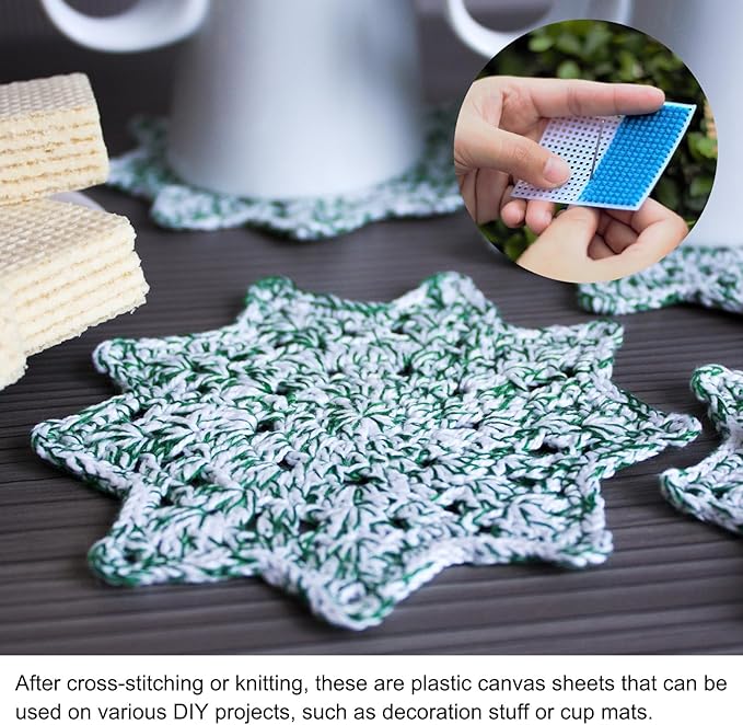 PATIKIL Plastic Mesh Canvas Sheets,10Pcs 4 x 4inch Cross Needlework Blank Yarn Crafting for Embroidery DIY Bookmarks Cup Mats, White, Square