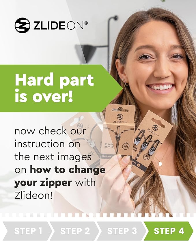 ZlideOn Zipper Pull Replacement - 5pcs, Silver, Normal - Instant Zipper Replacement Slider Multipack