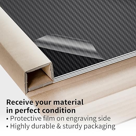 Trotec TroLase | 12"x24"x1/16", 4 Pcs | Carbon/White | 2 Ply | Modified Acrylic | Laser Engraving Double Color Plastic Sheet | Engraving Blanks for Laser, Saw, Guillotine | Made in USA