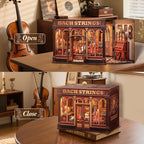 CUTEBEE Book Nook Kit - DIY Miniature House Dollhouse Kit for Adult and Teens, Booknook Bookshelf Decor Alley Model Build with LED Light, Gifts for Family and Friends (Bach Strings)
