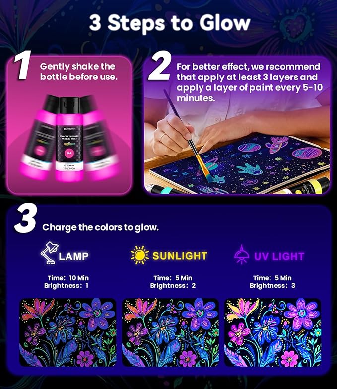 64 PCS Classic & Pastel & Metallic & Glow in the Dark Acrylic Paint Set with 12 Brushes, 2 Knives & Palette, 48 Colors Art Craft Paint for Beginners, Halloween Pumpkin Canvas Ceramic Rock Painting Kit